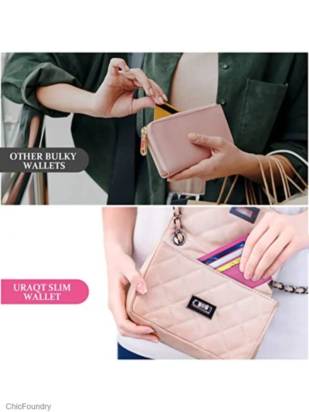 RFID Blocking Slim Leather Card Holder Wallet 6 Slots Cash Pocket Minimalist